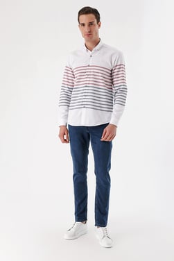 Morven Erkek Bordo Panolu Slim Fit Gömlek