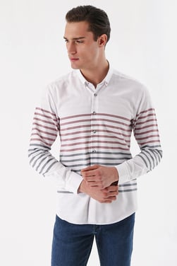 Morven Erkek Bordo Panolu Slim Fit Gömlek