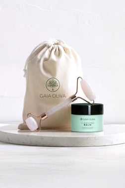 Temizleyici Balm ve Pembe Kuvars Face Roller Seti