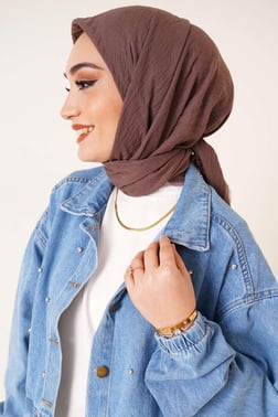 Püsküllü Model Açık Kahve Ayrobin Eşarp