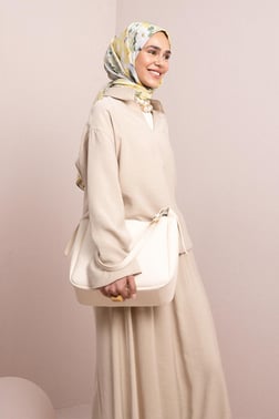 Beige-Shirt And Skirt Set