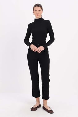 Black-Relaxed Fit Skinny Leg Trousers