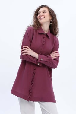 Cherry-Ruffled Shirt Tunic