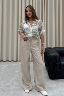 Bebe Marka Lastikli Bel Tensel Palazzo Pantolon 29429