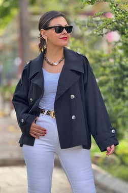 Premium Kalite Tensel İnce Mevsimlik Kısa Trençkot 9547