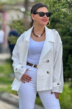 Premium Kalite Tensel İnce Mevsimlik Kısa Trençkot 9547