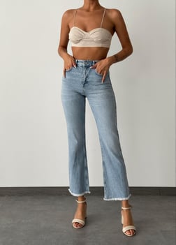 LACARINOYüksek Bel Taş İşleme Detaylı Light Blue Jean Pantolon