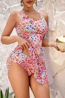 Bella Notte Çok Renkli Çiçek Bahçesi Kalın Askılı Lycra Mayo M-9019