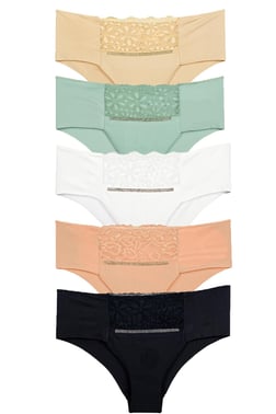 Vanilya Secret Ön Dantel Taşlı Lazer Bikini 4'Lü Paket Asorti