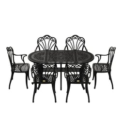 Alezy İstanbul Masa Takımı 90x150 cm Oval Masa 6 Adet İstanbul Koltuk Ferforje Görünümlü Set