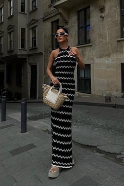 Melina Ajurlu Halter Yaka Elbise 2774