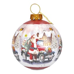 30cm Yılbaşı Topu Noel Baba Desenli Led Işıklı