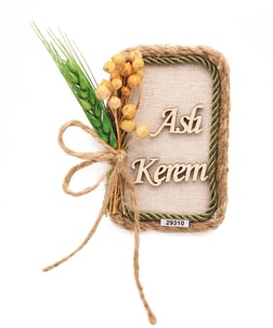 50 Adet 10x7cm Magnet Doğal Çiçekli  Söz Nişan Düğün Hediyesi Ahşap İsimli Mod.4