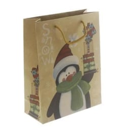 6 Adet 15x20cm Kraft Karton Çanta Penguen