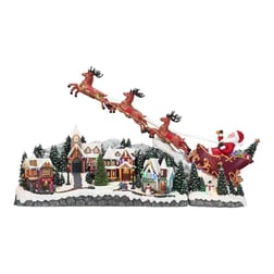 97cm Yılbaşı Köyü Kızaka Noel Baba Işıklı Hareketli Müzikli