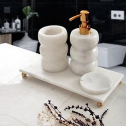 Mermer Banyo SetiArch Dikdörtgen 4 Parça Banyo Seti - Gold
