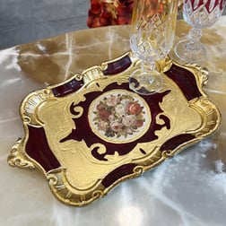 Tepsiİtalyan Gül Ağacı Dikdörtgen Kulplu Tepsi MS70