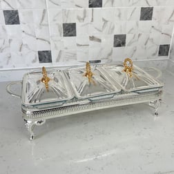 SunumlukWinterbach Isıtıcılı 3 Bölmeli Servis Seti Silver Gold