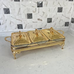 SunumlukWinterbach Isıtıcılı 3 Bölmeli Servis Seti Gold