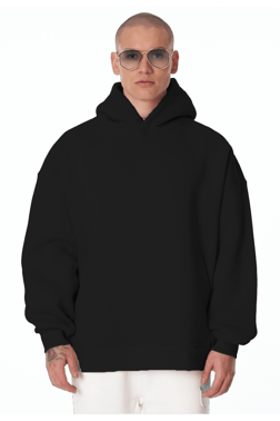 Siyah Unisex Bol Kalıp Hoodie