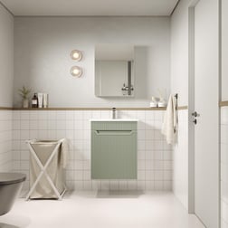 Banyo Dolabı, Ayna Ve Lavabo Seti, 55 Cm, Soft Su Yeşili