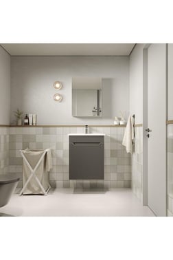 Banyo Dolabi Aynali Cnc İşlemeli̇ Membran Kapakli 55 Cm