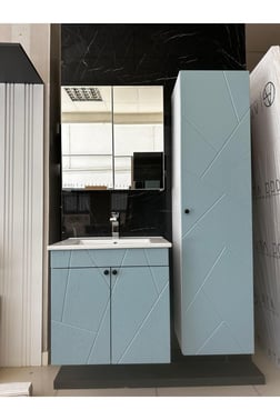 BANYO DOLABI AYNALI CNC İŞLEMELİ MEMBRAN KAPAKLI 55 cm