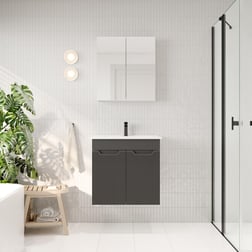BANYO DOLABI AYNALI CNC İŞLEMELİ MEMBRAN KAPAKLI 65 cm