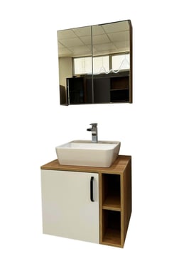 Banyo Dolabı Mdf 65 cm Çanak Lavabolu kulplu