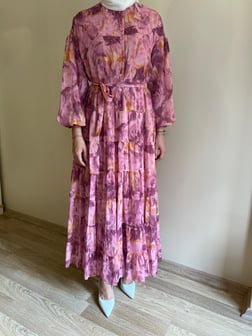 PEMBE ŞİFON ELBİSE