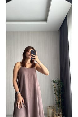Askılı Elbise | Kahve
