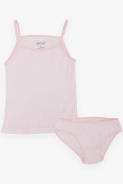 Kız Çocuk Atlet & Slip Takım Jakarlı Pembe (3-11 Yaş)