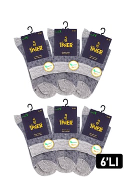 JUST INNER Erkek Bambu 6'lı Yarım Konç Çorap Desenli