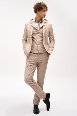 ERKEK BEJ SLIM FIT / DAR KALIP MONO YAKA KOMBİNLİ TAKIM ELBİSE