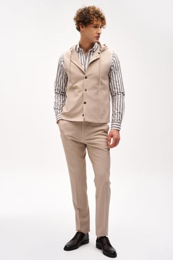 ERKEK BEJ SLIM FIT / DAR KALIP MONO YAKA KOMBİNLİ TAKIM ELBİSE