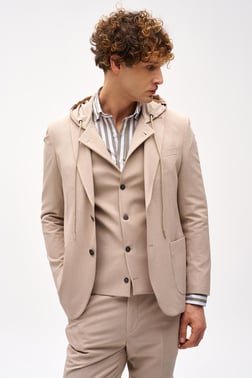 ERKEK BEJ SLIM FIT / DAR KALIP MONO YAKA KOMBİNLİ TAKIM ELBİSE