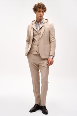 ERKEK BEJ SLIM FIT / DAR KALIP MONO YAKA KOMBİNLİ TAKIM ELBİSE