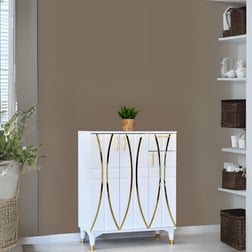 Ada Ayakkabılık Beyaz Gold Şeritli 3 Kapaklı 1 Çekmeceli 90x32x105 Cm