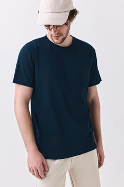 Erkek %100 Pamuk Basic Tshirt Navy 2091