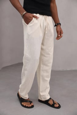 Erkek Premium Rahat Kesim %100 Cotton Bağcıklı Erkek Pantolon Bej