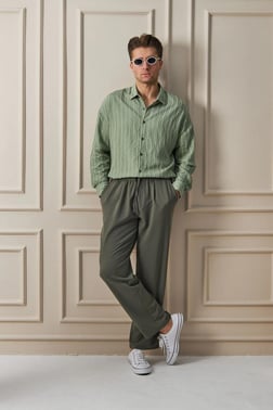 Erkek Premium Rahat Kesim Lastikli Günlük Pantolon Yeşil
