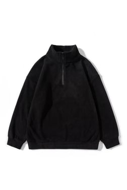 Unisex Polar Dik Yaka Sweatshirt Siyah 2051