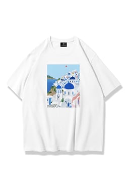 Unisex Santorini Tshirt Beyaz