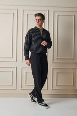 Erkek Premium Rahat Kesim Lastikli Günlük Pantolon Siyah