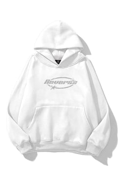 Unisex Reverse Taş Baskılı Sweatshirt Beyaz
