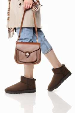 Nesil Shoes Ypr 7391 Kahve Süet İçi Kürklü Su İtici Kadın Bot