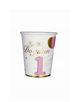 1 Yaş Bardak Pembe-Gold 6'Lı