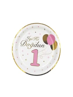 1 Yaş Tabak Pembe-Gold 6'Lı