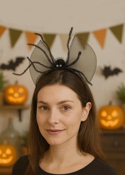 Örümcek Figürlü Halloween Parti Tacı Kurdeleli Cadılar Bayramı Aksesuarı