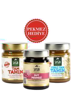 SAYGIN 3'lü Avantajlı Tahin Fırsat Paketi - Dut Pekmezi Hediyeli (300 Gr+300 Gr+400Gr)
